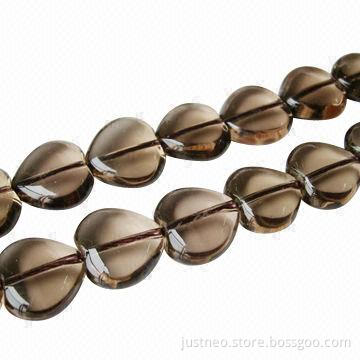 Hear-shaped smooky quartz semi-precious gemstone beads strand